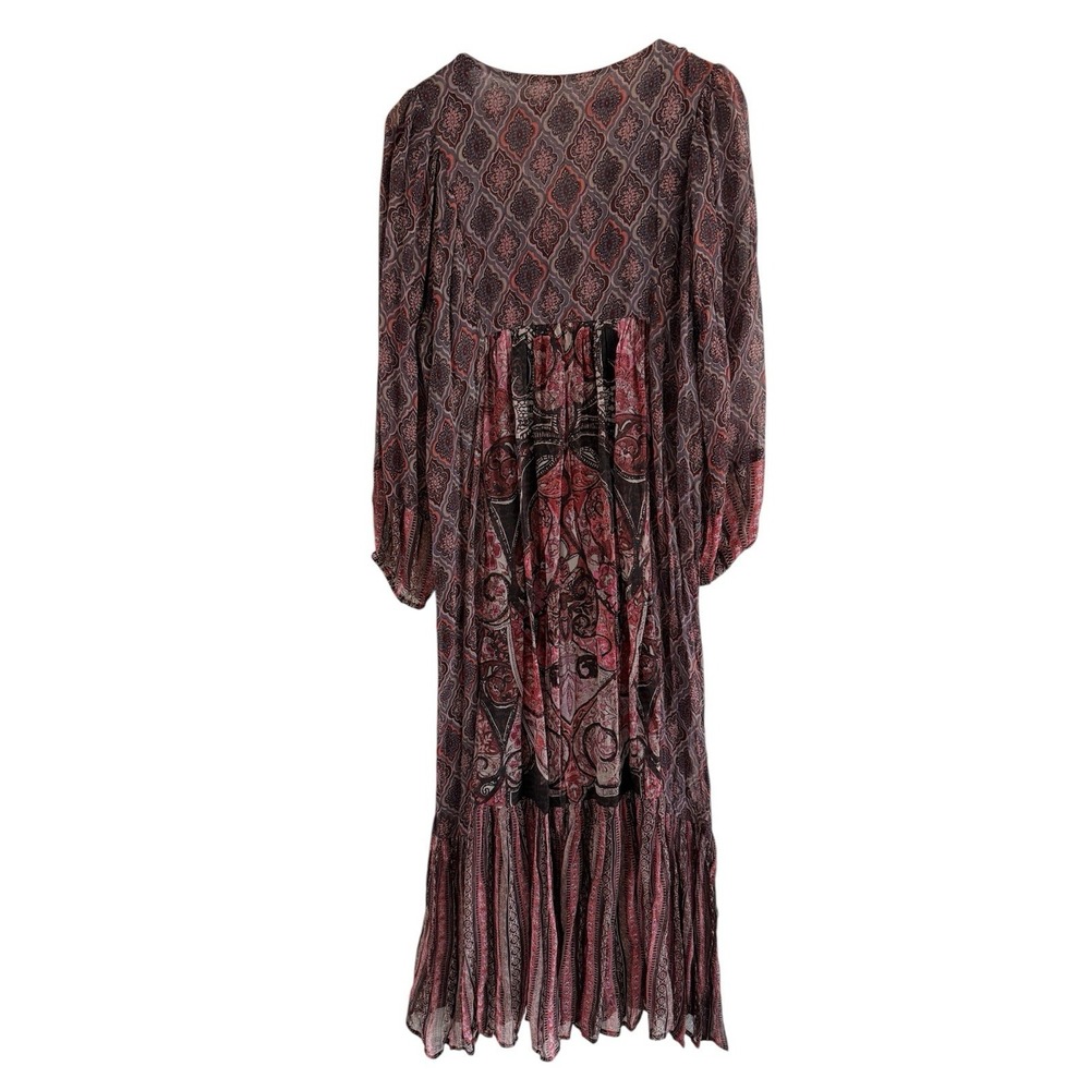 Soft Surroundings Pink and Black Floral Boho Maxi Dress With Beadwork & Sequins - Picture 6 of 9